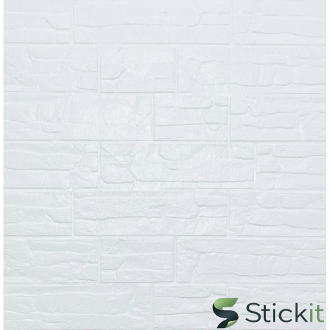Самоклеюча декоративна 3Д панель Камінь 700х770х7  Белый Stickit | 3396