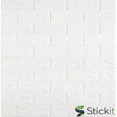 3Д панель самоклеюча цегла 690х780х5  Білий Матовий (001-5M) Stickit | 0587