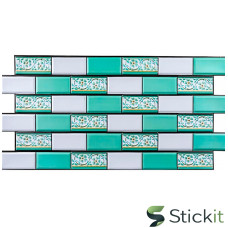 Декоративна ПВХ панель 960х480х4  Цегла зелений орнамент Stickit | 1429