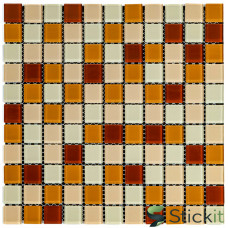 Мозаїка з декоративного скла 298х298х4,5  Коричнева Stickit | 2363