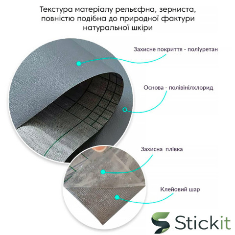 Самоклеюча екошкіра у рулоні 1.37х3м х 0.5  Темно-сірий Stickit | 1340