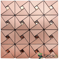 Самоклеющаяся алюминиевая плитка 300х300х3  Медная со стразами Stickit | 1416
