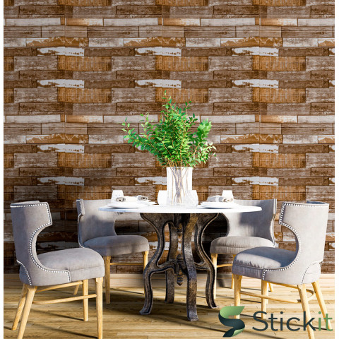 Самоклеюча декоративна 3Д панель 700x700x5  Коричневе дерево (049) Stickit | 0152