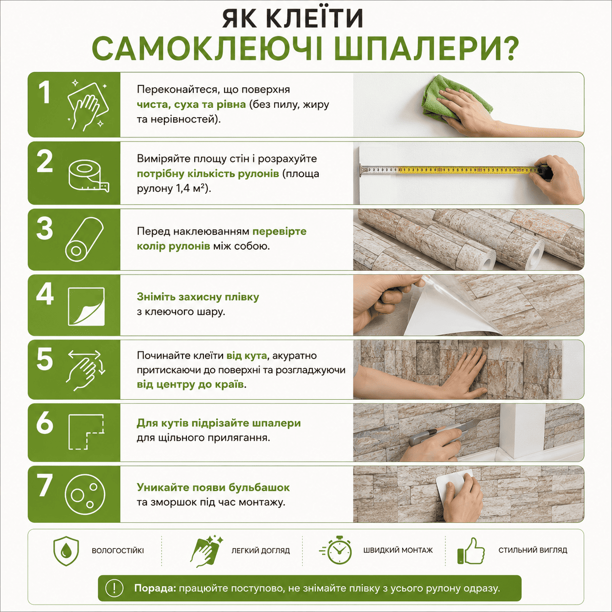 Інструкція як клеїти самоклеючі шпалери